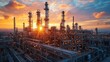 © Karo - Oil and gas plant at sunset with a beautiful sky background. Industrial oil refinery in an industry park.