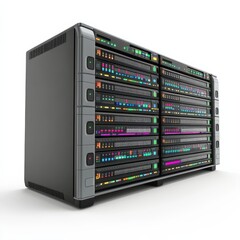 Poster - Data Center Rack Server System: High Performance Computing Infrastructure on White Background