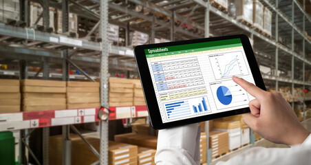 Poster - spreadsheet document information financial startup concept. data and graphs in spreadsheet documents
