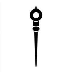 Poster - Elegant Black Wand with Spherical Elements on a White Background for Fantasy or Magical Concept Art