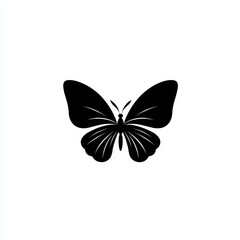 Poster - Elegant Butterfly Silhouette Against White Backdrop: A Simple Vector Illustration of Winged Beauty