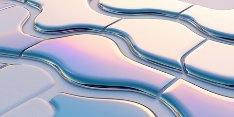 Poster - Abstract fluid surface with iridescent colors and smooth curves, perfect for modern design and artistic backgrounds