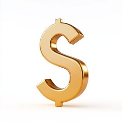 Poster - Golden Dollar Sign Symbolizing Wealth and Finance on White Background, Macro Shot, Financial Concept