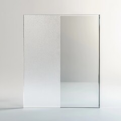 Aufkleber - Half Clear, Half Textured Glass Panel on a Light Background Showcasing Texture Contrast and Transparency.