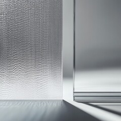 Aufkleber - Minimalist Abstract: Textured Glass and Smooth Reflections in Cool Gray Tones and Sharp Shadows