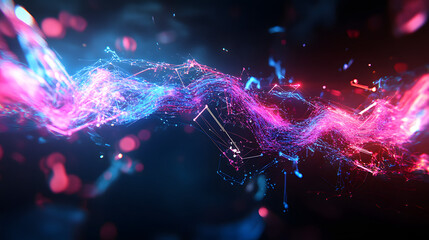 Poster - Colorful abstract background with black backdrop featuring geometric shapes and vibrant hues in a modern design