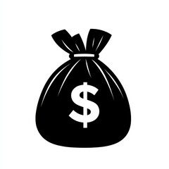 Poster - Money Bag Icon: Black Sack with Dollar Symbol - Financial Security and Wealth Representation