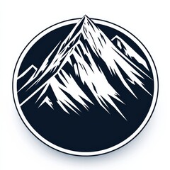 Aufkleber - Monochrome Mountain Icon: A stylized mountain peak design in black and white, enclosed within a circular border for a bold and iconic look.