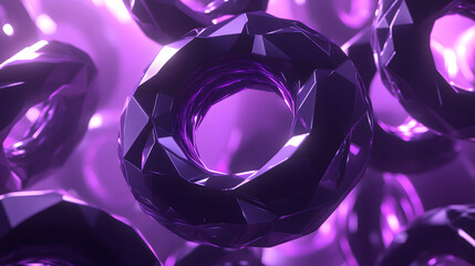Poster - Futuristic rendering of shiny objects with a purple background in an abstract artistic composition
