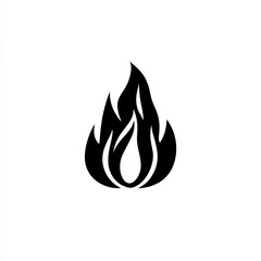 Poster - Simple Black and White Fire Icon: Graphic Flame Vector Design on White Background, Ideal for Logos and Symbols