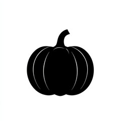 Poster - Simple Black Pumpkin Silhouette on White Background, Ideal for Halloween or Autumn Design Projects.