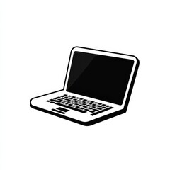 Aufkleber - Sleek Black and White Laptop Illustration for Modern Design Projects and Digital Solutions Presentations