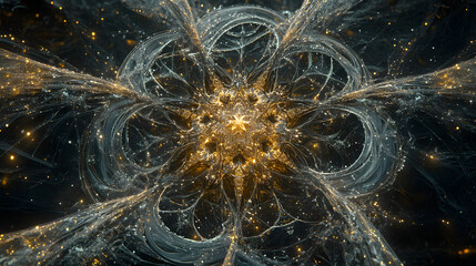Poster - Abstract computer generated image featuring a star design and tulip flower elements in a visually striking composition