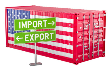 Poster - import and export in the united states concept, 3d rendering isolated on transparent background