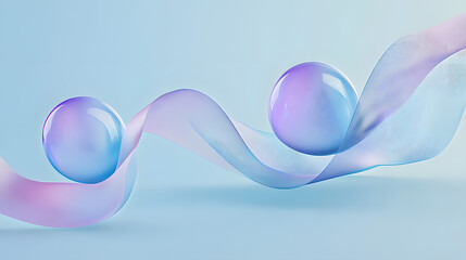 Poster - Artistic depiction of blue and pink waves with tulips in a highly detailed abstract design