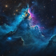 Vibrant nebula with stars in cosmic expanse