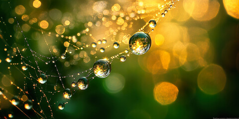 Wall Mural - Dewdrop Spiderweb Macro
