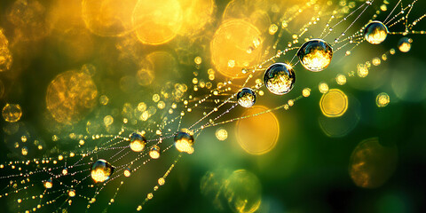 Wall Mural - Dewdrop Spiderweb Macro
