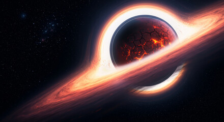 Wall Mural - A cracked lava planet being pulled into a black hole