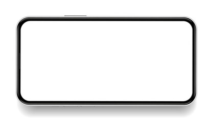 Poster - Realistic smartphone mockup. Mobile phone vector with isolated on white background. Device front view. 3D mobile phone with shadow. Realistic, high quality smart phone mockup for ui ux presentation.