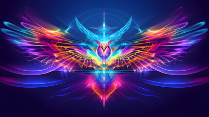 Poster - Abstract colorful bird design with vibrant hues and floral elements in a striking artistic representation