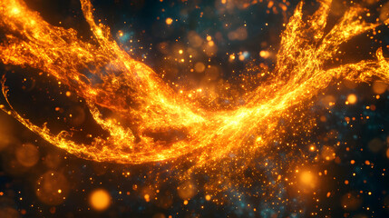 Poster - Bright orange fire burning against a dark sky creating an abstract visual effect in the night