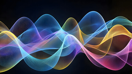 Poster - Colorful wave of light on black background creating an abstract visual effect in a mesmerizing display of colors