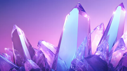 Poster - Group of colorful crystals arranged on a vibrant purple background for artistic display and design purposes