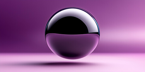 Poster - Purple sphere floating on purple background reflecting light