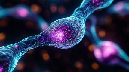 Poster - Glowing cells communicating with electrical signals in nervous system