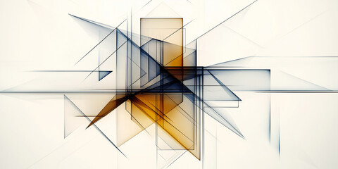 Aufkleber - Abstract geometric shapes creating dynamic composition in shades of orange and blue