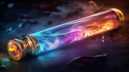 Poster - Magic potion inside glass tube emitting colorful smoke