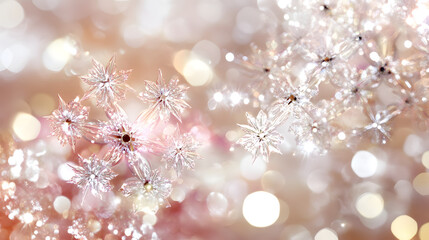 Poster - Close up of a snowflake on a tulip petal with intricate details captured in macro photography
