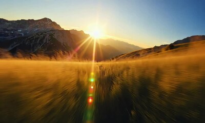 Wall Mural - flying across the vast mountain meadows