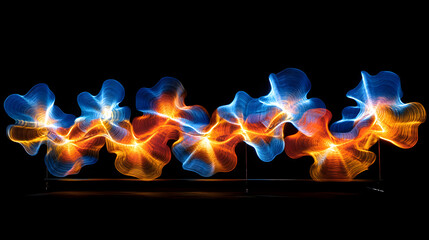 Poster - Abstract design featuring fluid shapes and vibrant colors on a black background for modern art concepts
