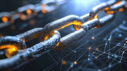 Poster - Glowing chain link surrounded by artistic elements and abstract design in a visually striking composition