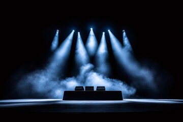 Aufkleber - Empty stage illuminated by spotlights with smoke effect