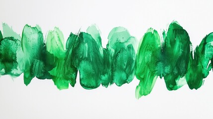 Poster - Green abstract watercolor strokes evoke nature with vibrant organic feel on white background