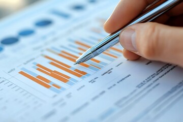 Poster - Businessman analyzing financial charts and graphs using pen
