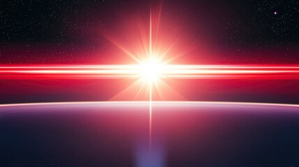 Aufkleber - Celestial Radiance star bursts over purple horizon casting light across starry expanse Cosmic dawn