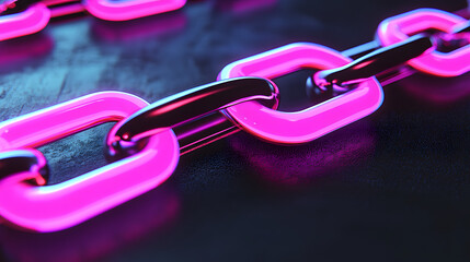 Poster - Pink chain on a black background featuring abstract design elements and shapes