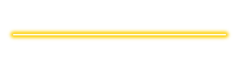 Long yellow neon line. Glowing bright neon light. Vibrant yellow glow. Flashing neon effect. Transparent background design element. Modern light streak. Digital art decoration PNG