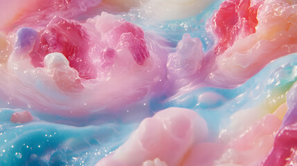 Poster - Close up of colorful liquid filled with water and tulip petals in a vibrant cosmic visualization