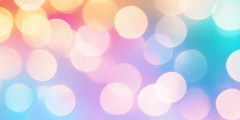 Poster - Abstract pastel colored background with blurred bokeh lights creating festive atmosphere