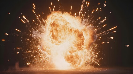 Poster - A large explosion of fire illuminating a dark background creating a dramatic and powerful visual effect