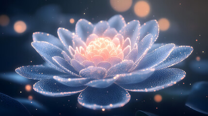 Poster - Surreal abstract image of a flower surrounded by floating bubbles on a colorful background