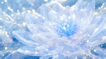 Poster - Surreal abstract artwork featuring a flower made of ice and tulip elements in a unique composition