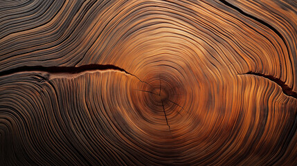 Aufkleber - Polished wood texture with cracks showing growth rings and age