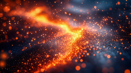 Poster - Abstract visualization of glowing energy particles in a cosmic, futuristic setting