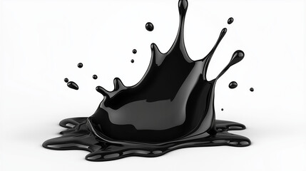 Poster - Black liquid splashing on white background